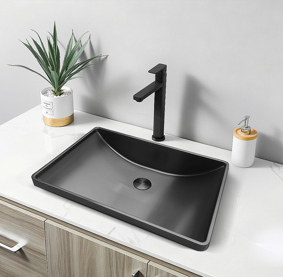 Раковина врезная сверху ABBER Wasser Kreis 51 AF2404MB черная матовая купить в интернет-магазине Sanbest