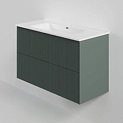 Тумба с раковиной La Fenice Terra Twin 100 FNC-01-TER-G-100-2 серо-зеленая матовая для ванной в интернет-магазине Sanbest
