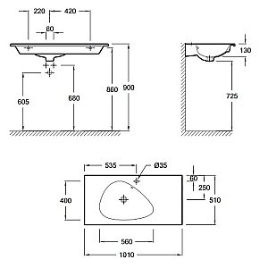 Тумба с раковиной Jacob Delafon NOUVELLE VAGUE 100 EB3032-N18+EXAQ112-Z-MK4 белый глянцевый/раковина серая для ванной в интернет-магазине Sanbest