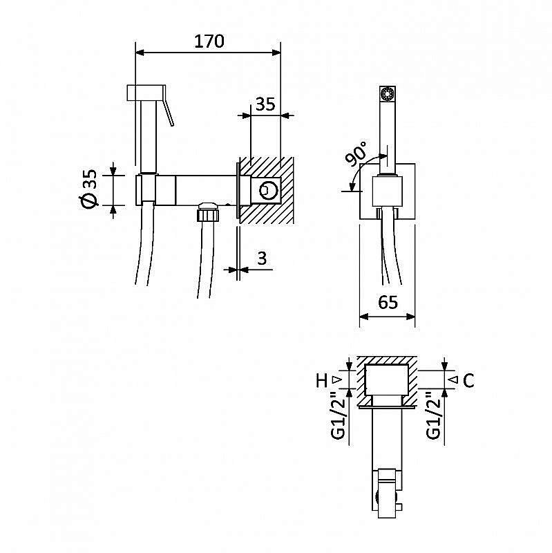Гигиенический душ Cezares Porta DIF-NOP купить в интернет-магазине сантехники Sanbest