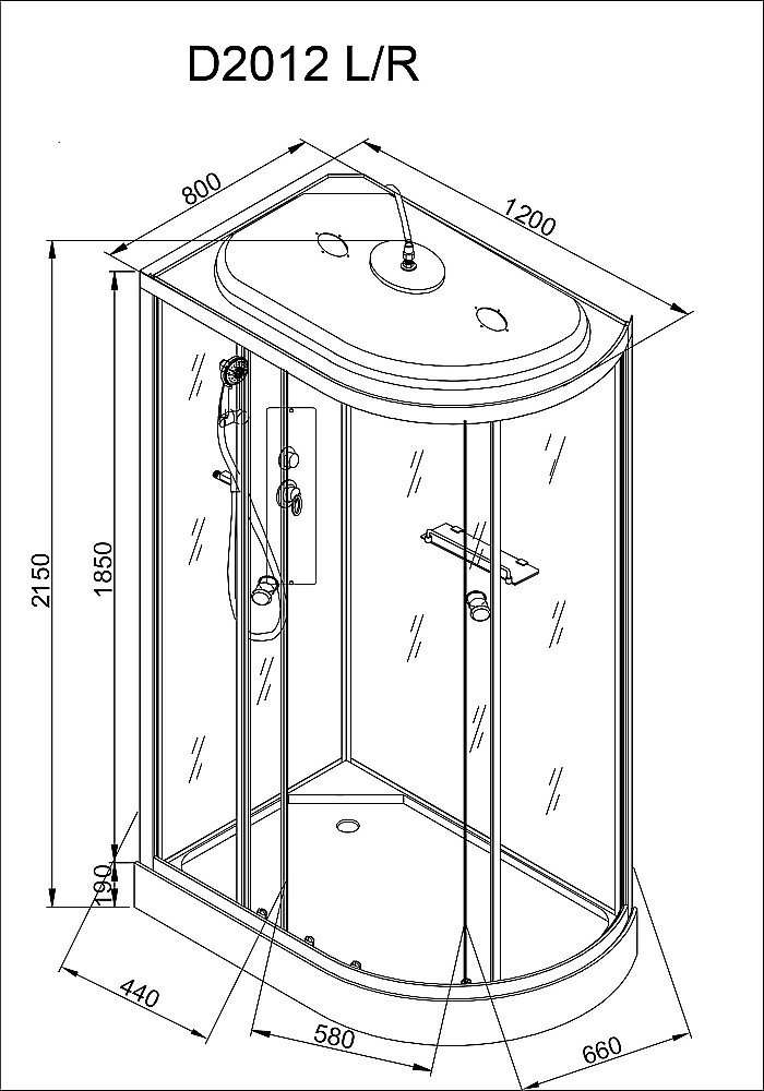 Душевая кабина AvaCan D Серия D2012 120х80 стандартная купить в интернет-магазине Sanbest