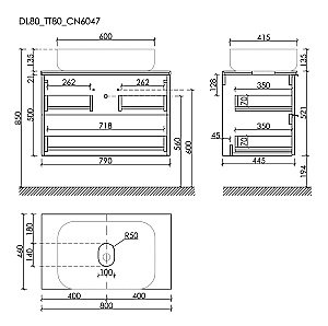 Тумба с раковиной Sancos DELTA 80 со столешницей, дуб красный/графит для ванной в интернет-магазине Sanbest