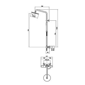Душевая система Gattoni Circle Two KIT/TS60NO черная матовая купить в интернет-магазине сантехники Sanbest