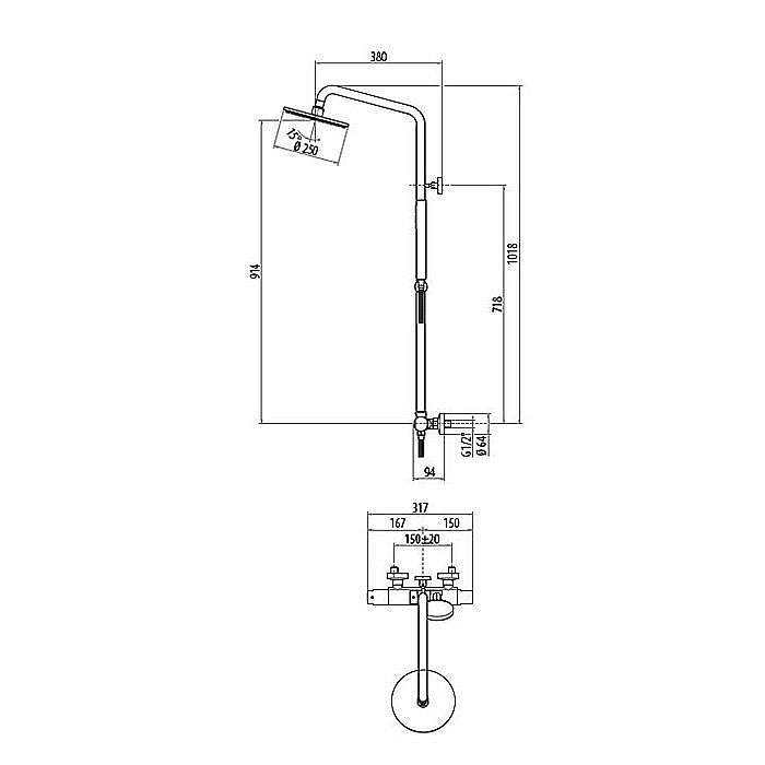 Душевая система Gattoni Circle Two KIT/TS60NO черная матовая купить в интернет-магазине сантехники Sanbest