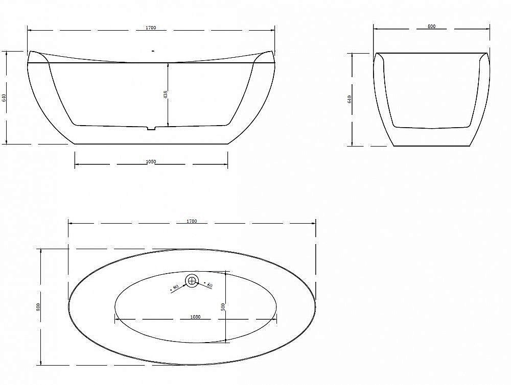 Ванна акриловая ABBER AB9236 170x80 купить в интернет-магазине Sanbest