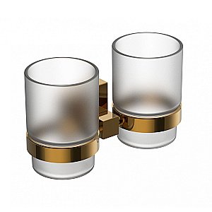 Два стакана для зубных щеток с держателем WONZON & WOGHAND POLO, Темное золото (WW-8928-DG) купить в интернет-магазине сантехники Sanbest