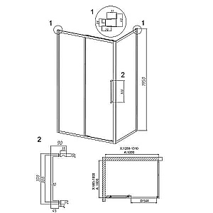 Душевой уголок Grossman Cosmo 130х100 120.K33.02.1310.21.10 стекло тонированное/профиль черный матовый купить в интернет-магазине Sanbest
