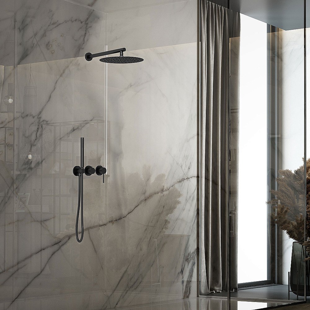 Душевая система Vincea Groove VSFW-4G01MB черная матовая купить в интернет-магазине сантехники Sanbest