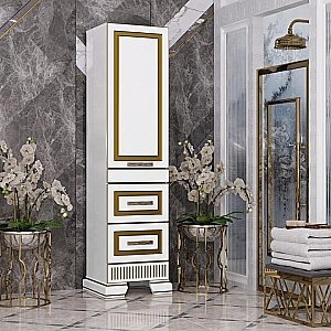 Пенал Опадирис Оникс 49 белый/золотая патина для ванной в интернет-магазине сантехники Sanbest