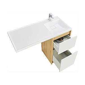 Тумба с раковиной Акватон Лондри 40 дуб сантана/белый для ванной в интернет-магазине Sanbest