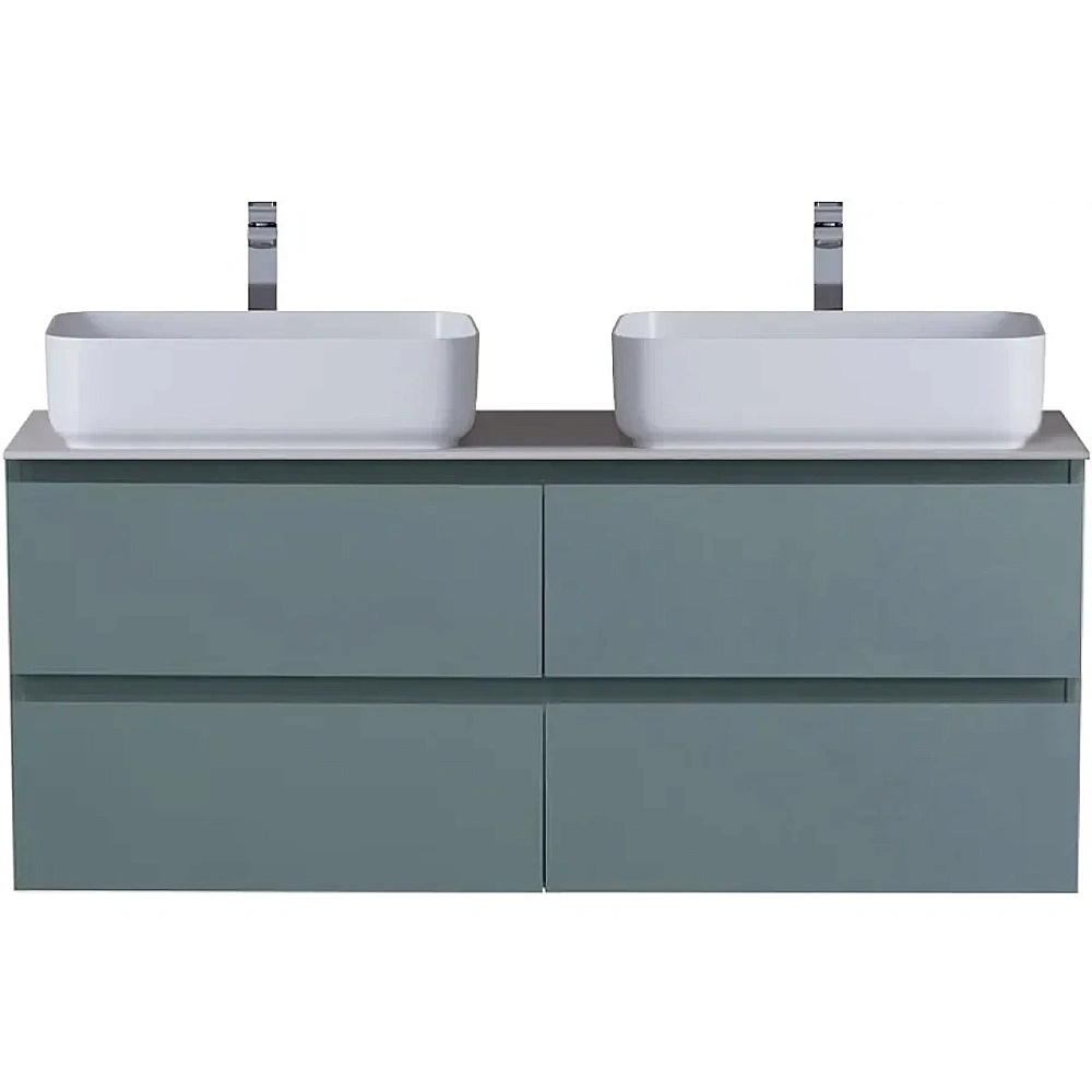 Тумба с раковиной и столещницей BelBagno 120 KRAFT-1200-4C-SO-AO+KEP-120-2-CEM голубая матовая для ванной в интернет-магазине Sanbest
