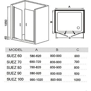 Душевая дверь RIVER SUEZ 70 MT купить в интернет-магазине Sanbest