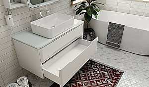 Тумба с раковиной Jorno Bosko 100 белая для ванной в интернет-магазине Sanbest