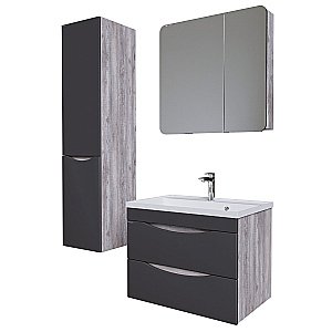 Тумба с раковиной подвесная Grossman ТАЛИС 108013 80 Бетон пайн/серая для ванной в интернет-магазине Sanbest