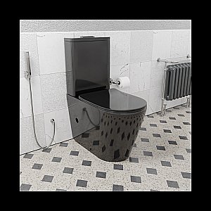 Унитаз напольный Ceramalux NS-2178-18 черный, безободковый, с бачком, с крышкой микролифт купить в интернет-магазине Sanbest