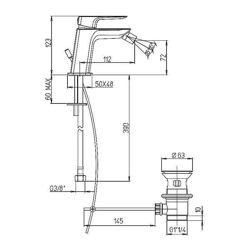 Смеситель для биде PAINI Nove 09PZ306 черный матовый купить в интернет-магазине сантехники Sanbest