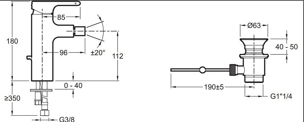 Cмеситель для биде Jacob Delafon SINGULIER E10865-CP купить в интернет-магазине сантехники Sanbest