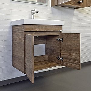 Тумба с раковиной Comforty Осло 00-00011149 60 дуб тёмно-коричневый для ванной в интернет-магазине Sanbest