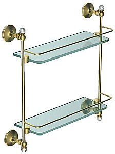 Полка стеклянная двойная Art&Max Antic Crystal AM-2682BSJ-DO золото купить в интернет-магазине сантехники Sanbest