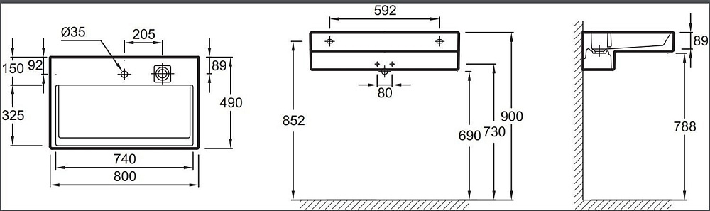 Раковина Jacob Delafon TERRACE 80 EXD9112-00 белая купить в интернет-магазине Sanbest