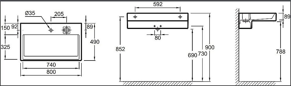 Раковина Jacob Delafon TERRACE 80 EXD9112-00 белая купить в интернет-магазине Sanbest