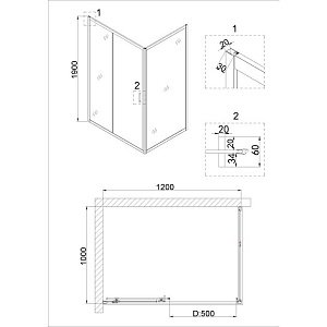 Душевой уголок Niagara Nova NG-82-12AB-A100B 120x100 купить в интернет-магазине Sanbest