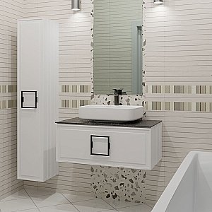 Пенал LA FENICE Cubo Bianco 30 белый/ручка черная для ванной в интернет-магазине сантехники Sanbest