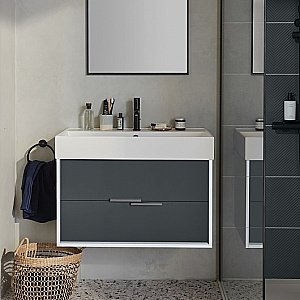 Тумба с раковиной Jacob Delafon VIVIENNE 100 белый глянцевый/серый матовый для ванной в интернет-магазине Sanbest