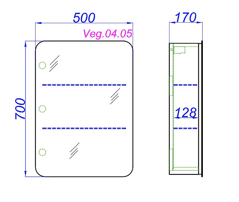 Зеркальный шкаф AQWELLA Вега 50 купить в интернет-магазине сантехники Sanbest
