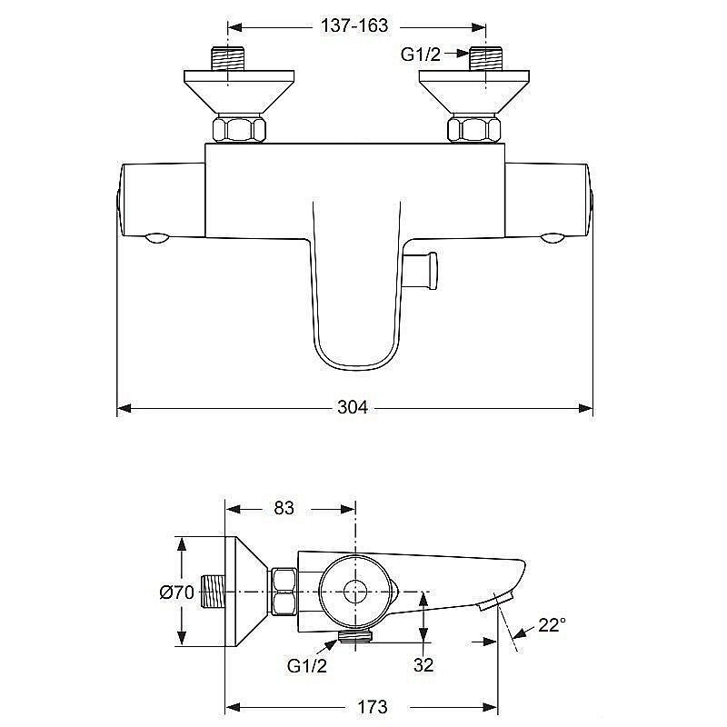 Термостат Ideal Standard Ceratherm 50 A5550AA купить в интернет-магазине сантехники Sanbest