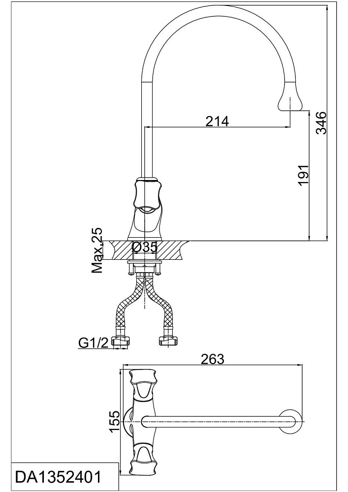 Смеситель для кухни D&K Hessen Grimm DA1382401 купить в интернет-магазине сантехники Sanbest