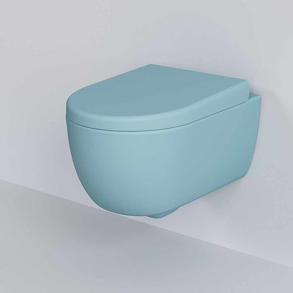 Унитаз подвесной Ambassador Abner 103T20801R голубой матовый купить в интернет-магазине Sanbest