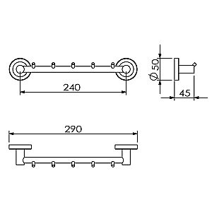 Планка с 5-ю крючками Langberger Burano 11035A купить в интернет-магазине сантехники Sanbest