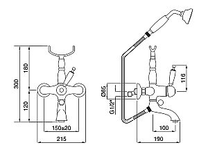 Смеситель для ванны Migliore Oxford ML.OXF-6302 медь купить в интернет-магазине сантехники Sanbest