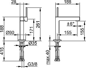 Смеситель для раковины KEUCO EDITION 90 59002010100 хром купить в интернет-магазине сантехники Sanbest