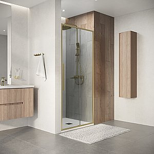 Душевая дверь Niagara Nova NG-44-9ASG 90 прозрачная/профиль брашированное золото купить в интернет-магазине Sanbest