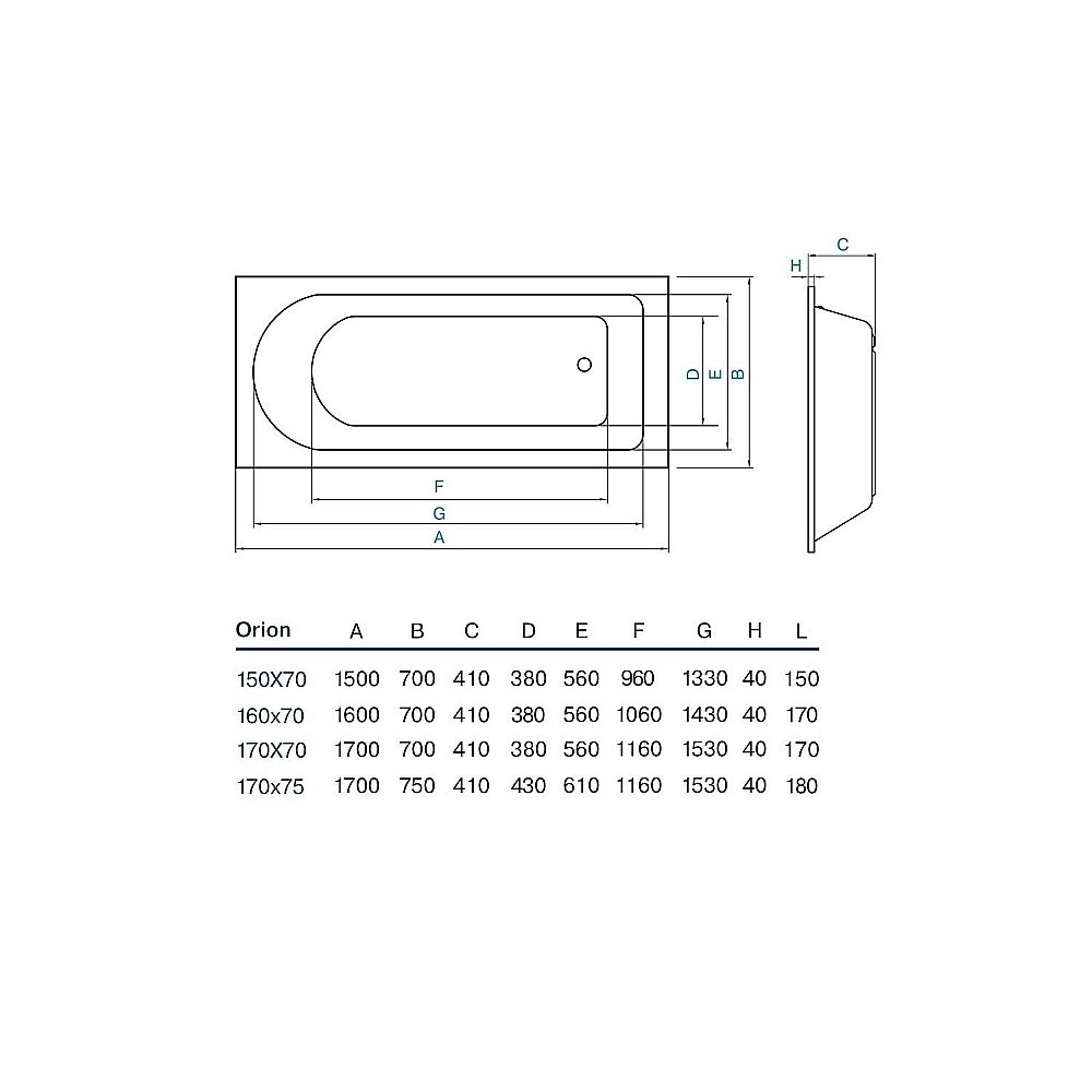 Ванна акриловая Koller Pool Orion 170x70 ORION170X70 белая купить в интернет-магазине Sanbest