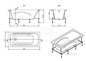 Ванна Roca Line ZRU9302985 160х70 купить в интернет-магазине Sanbest