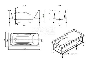 Ванна Roca Line ZRU9302985 160х70 купить в интернет-магазине Sanbest