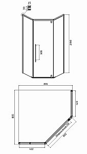 Душевой уголок Ambassador Ritz 112011203 100х100 стекло прозрачное/профиль черный купить в интернет-магазине Sanbest