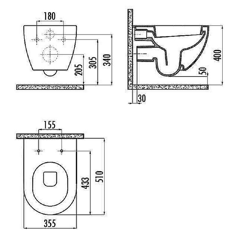 Унитаз подвесной CREAVIT FREE FE320-11AM00E антрацит матовый купить в интернет-магазине Sanbest