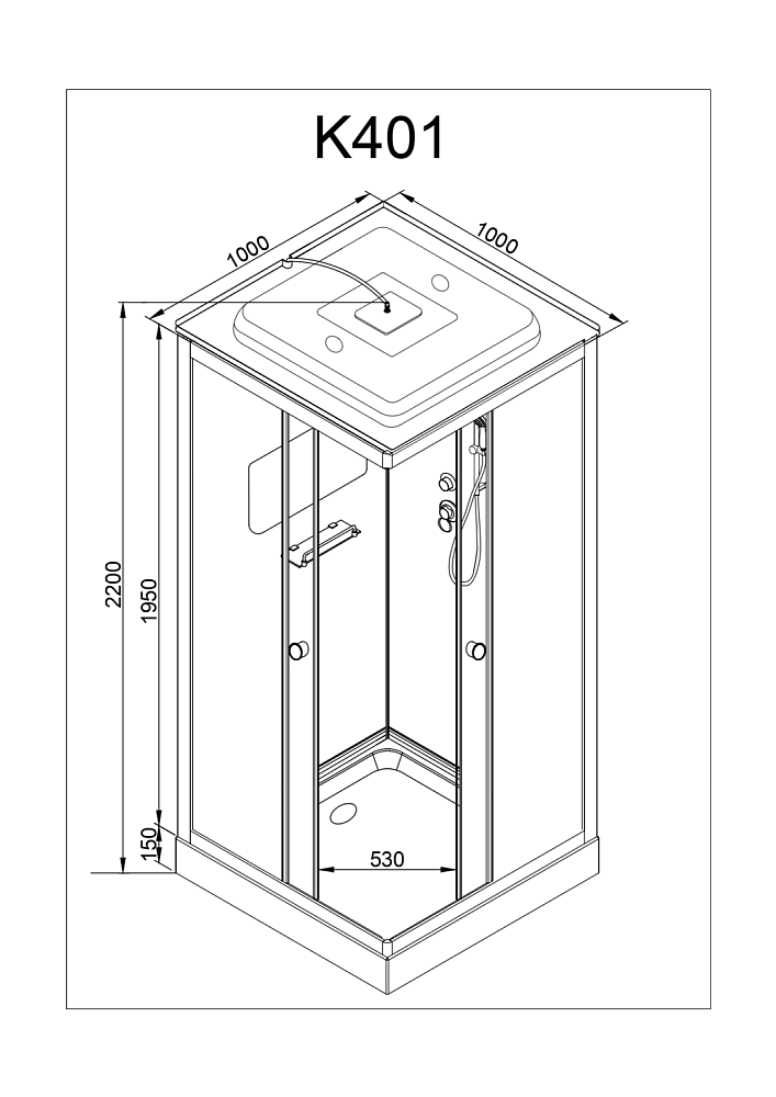 Душевая кабина Deto K401S 100x100 с электрикой прозрачная/хром купить в интернет-магазине Sanbest