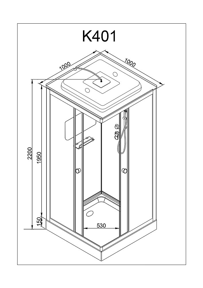 Душевая кабина DTO K401SEL 100x100 с электрикой прозрачная/хром купить в интернет-магазине Sanbest