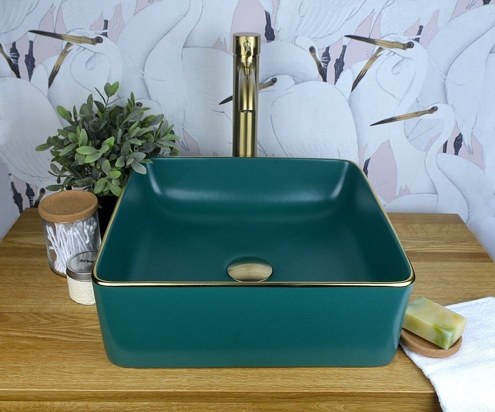 Раковина накладная Bronze de Luxe 40 1063 зеленая матовая купить в интернет-магазине Sanbest