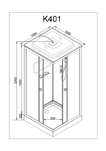 Душевая кабина Deto K401S 100x100 с электрикой прозрачная/хром купить в интернет-магазине Sanbest