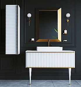 Тумба с раковиной Armadi Art Vallessi Avantgarde Canale 100 со столешницей белая с золотом для ванной в интернет-магазине Sanbest