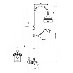 Душевая система Webert Ottocento OT721208010 золото купить в интернет-магазине сантехники Sanbest