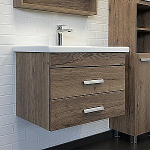 Тумба с раковиной Comforty Никосия 00-00008855 70 дуб темный для ванной в интернет-магазине Sanbest