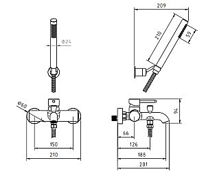 Смеситель для ванны с душем Migliore Fortis 31546 хром купить в интернет-магазине сантехники Sanbest