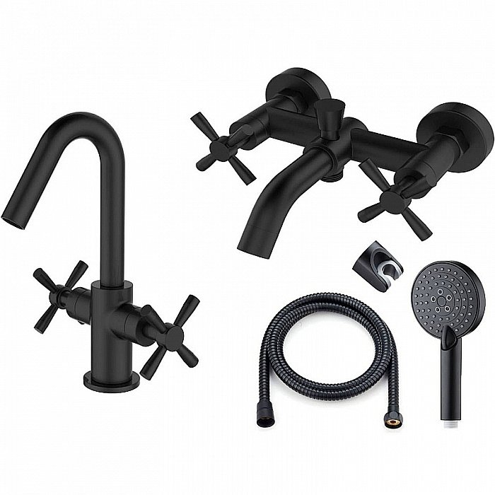 Набор смесителей Orange Mia M34-311b черный купить в интернет-магазине сантехники Sanbest